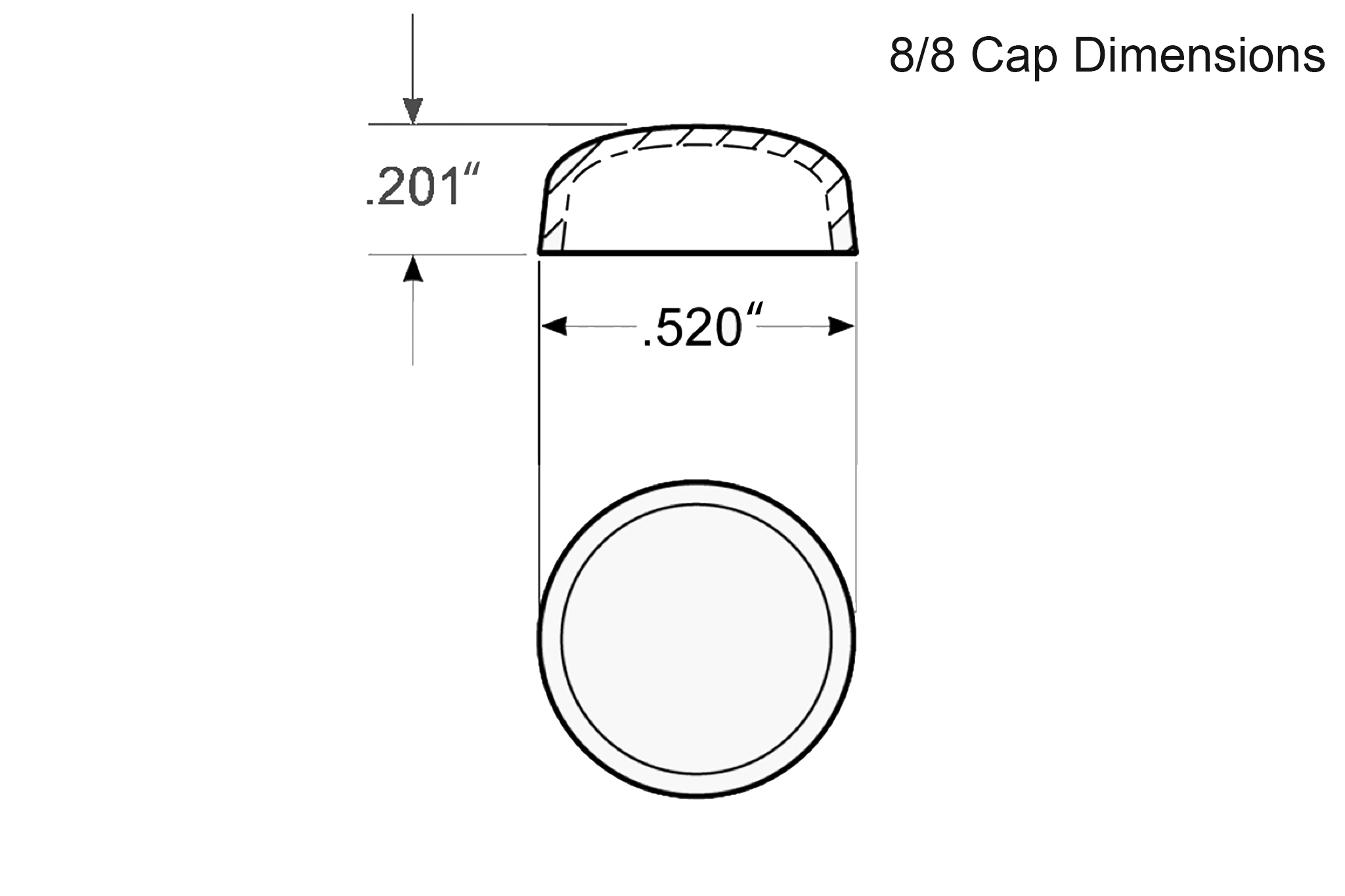 8/8 Honeymaple Snap-Cap Screw Cover - Technical Drawing