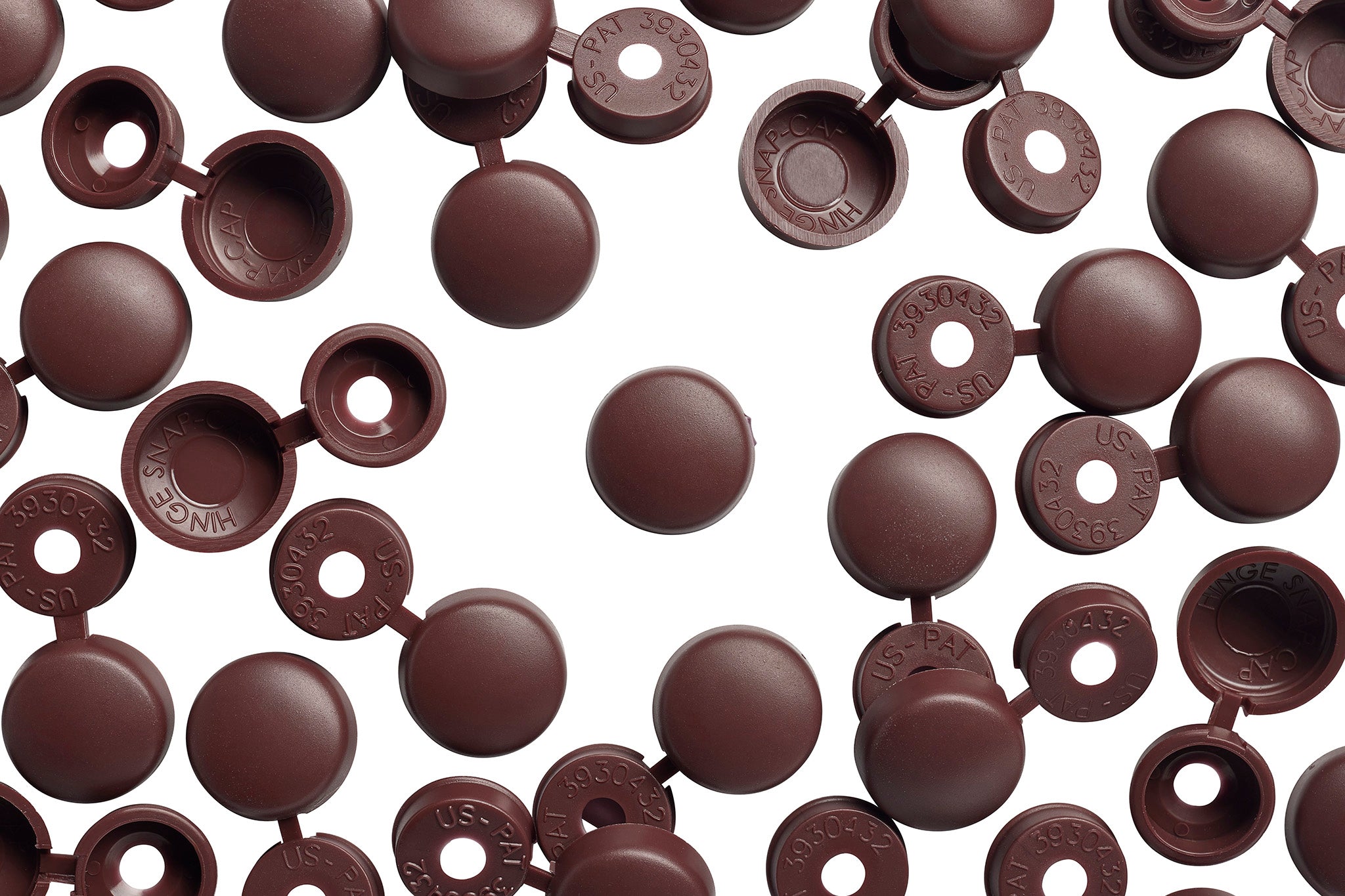 HNG-163 Old Burgundy Hinge Snap-Caps Screw Covers Overhead