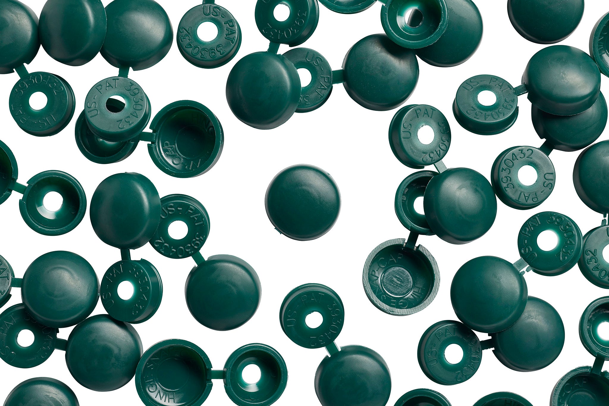 HNG-177 Forest Green Hinge Snap-Caps Screw Covers Overhead