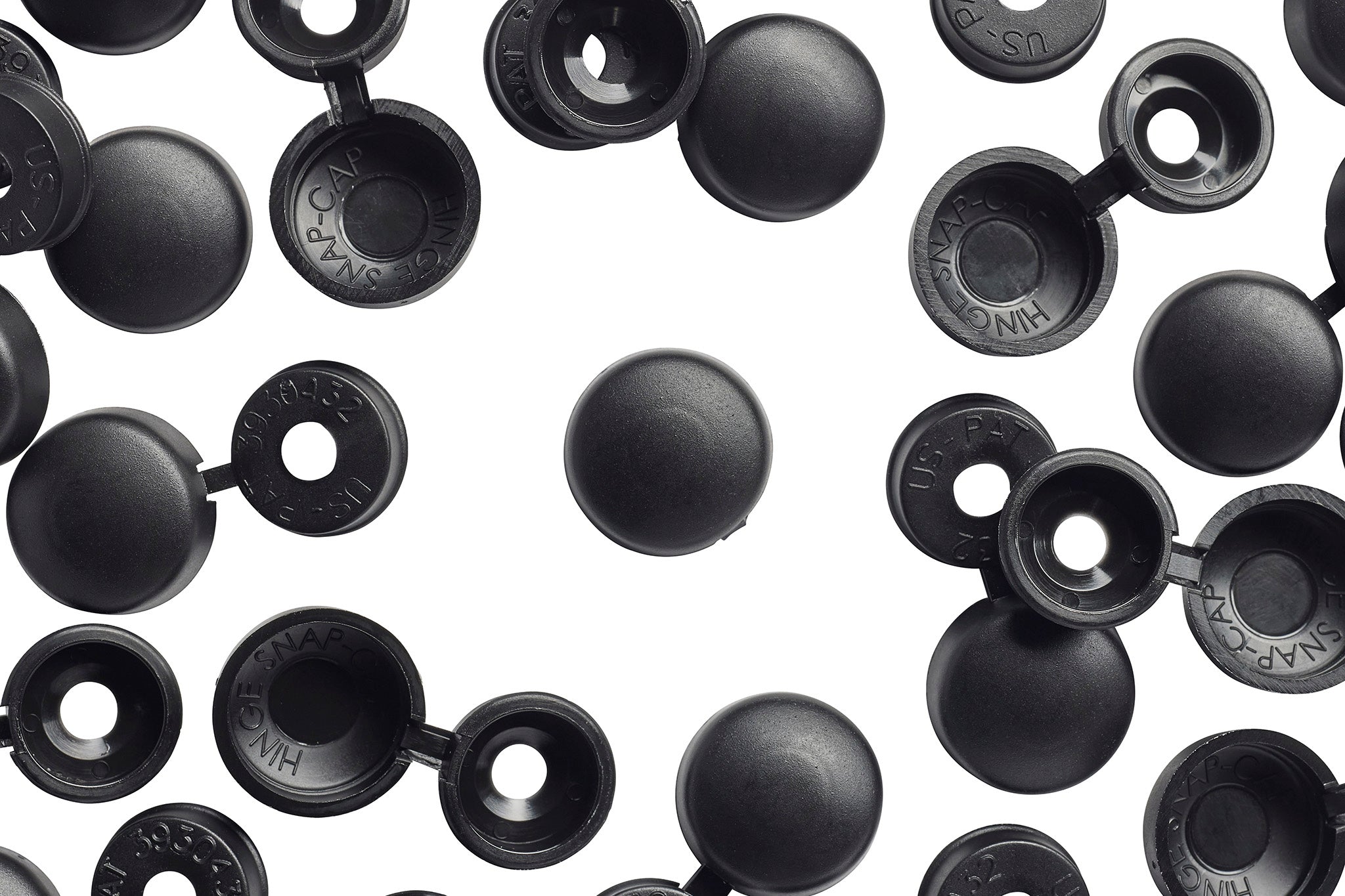 HNG-180 Black Hinge Snap-Caps Screw Covers Overhead copy