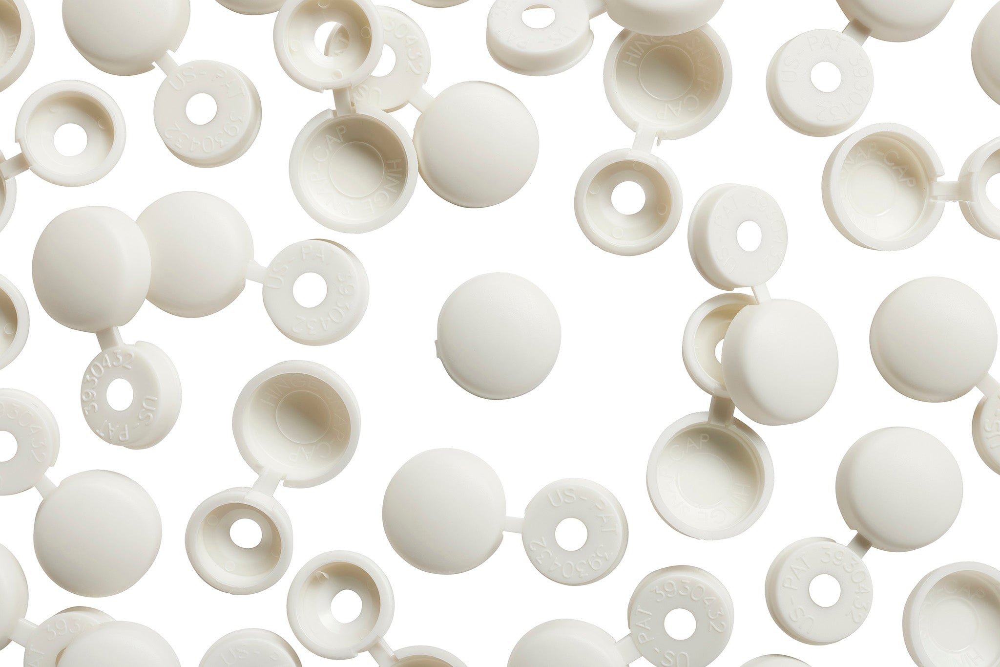 Off White Hinged Screw Covers, Hinge Snap-Caps | Pro-Dec