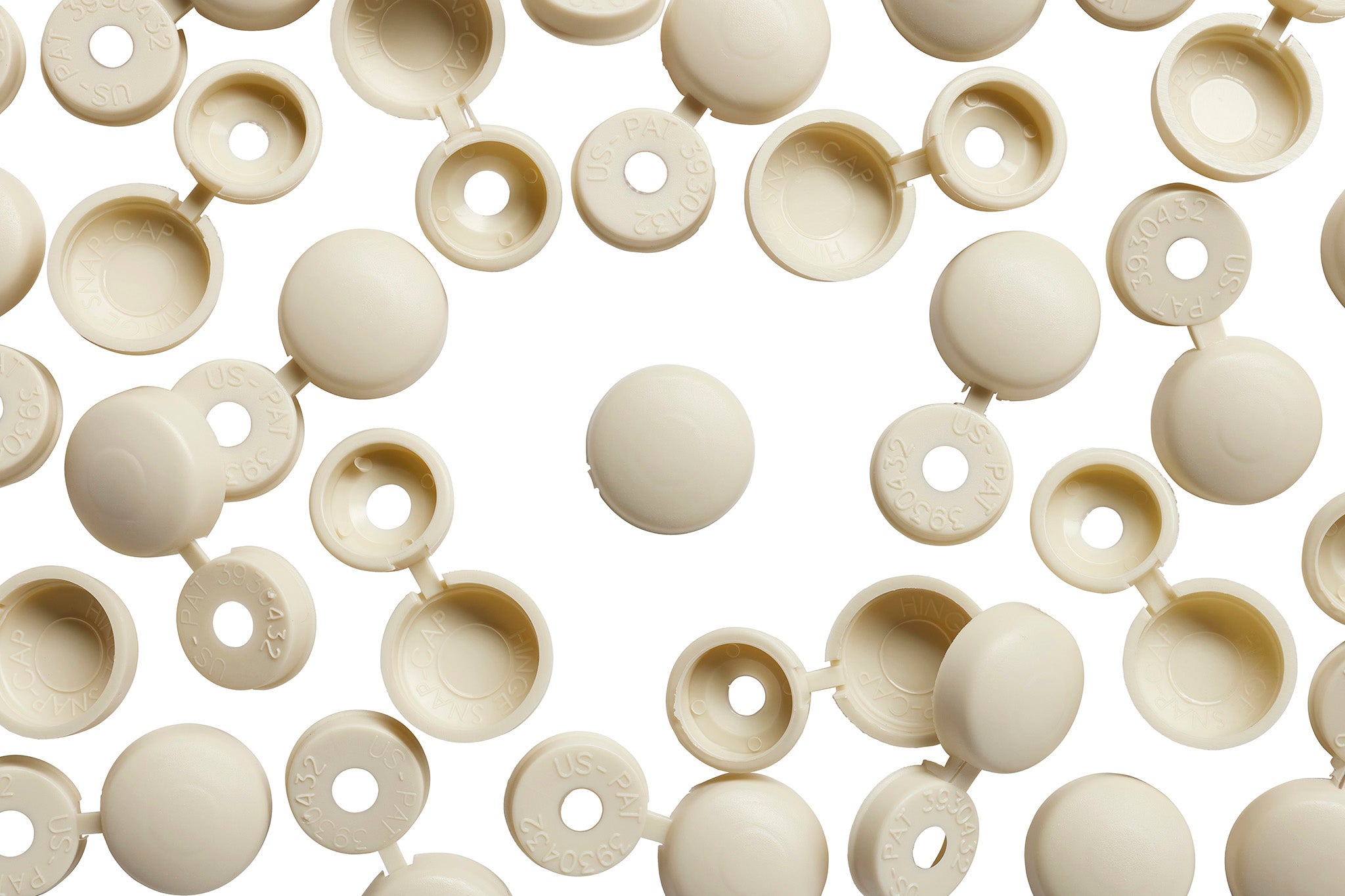 Cream Hinged Screw Covers, Hinge Snap-Caps | Pro-Dec