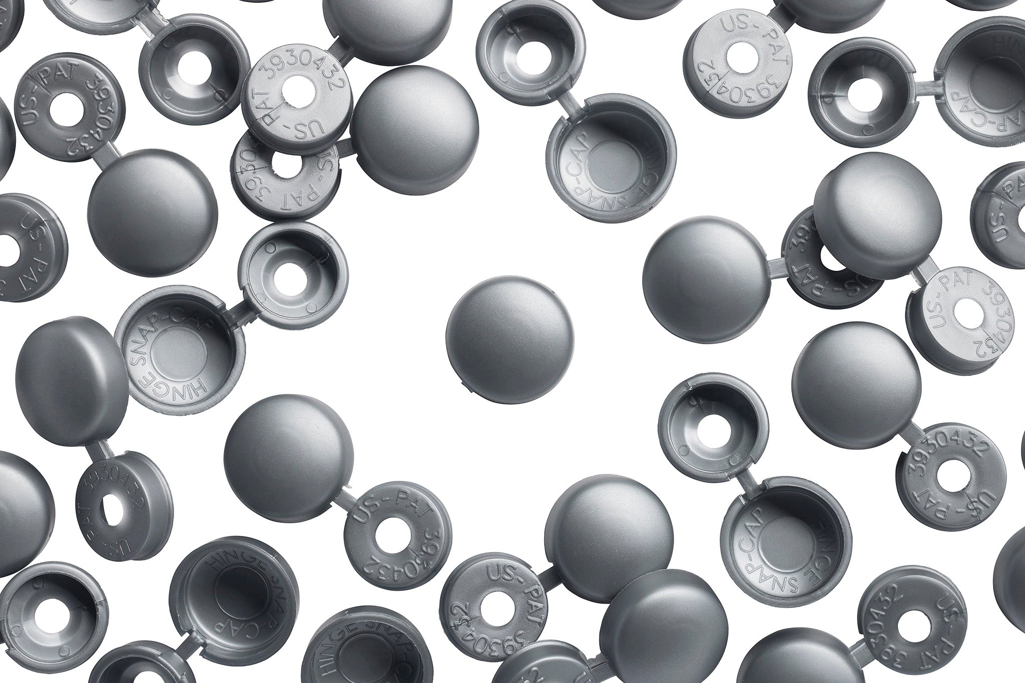 Silver Grey Hinged Screw Covers, Hinge Snap-Caps | Pro-Dec